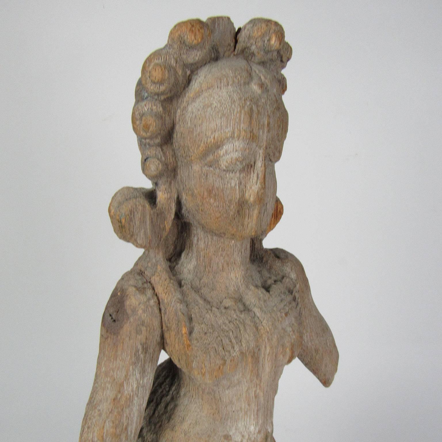 Nepalese 17th-18th Century Carved Wood Figure of a Female Hindu Deity