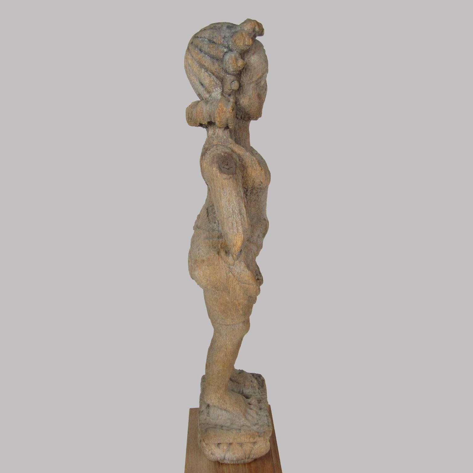 17th-18th Century Carved Wood Figure of a Female Hindu Deity 1
