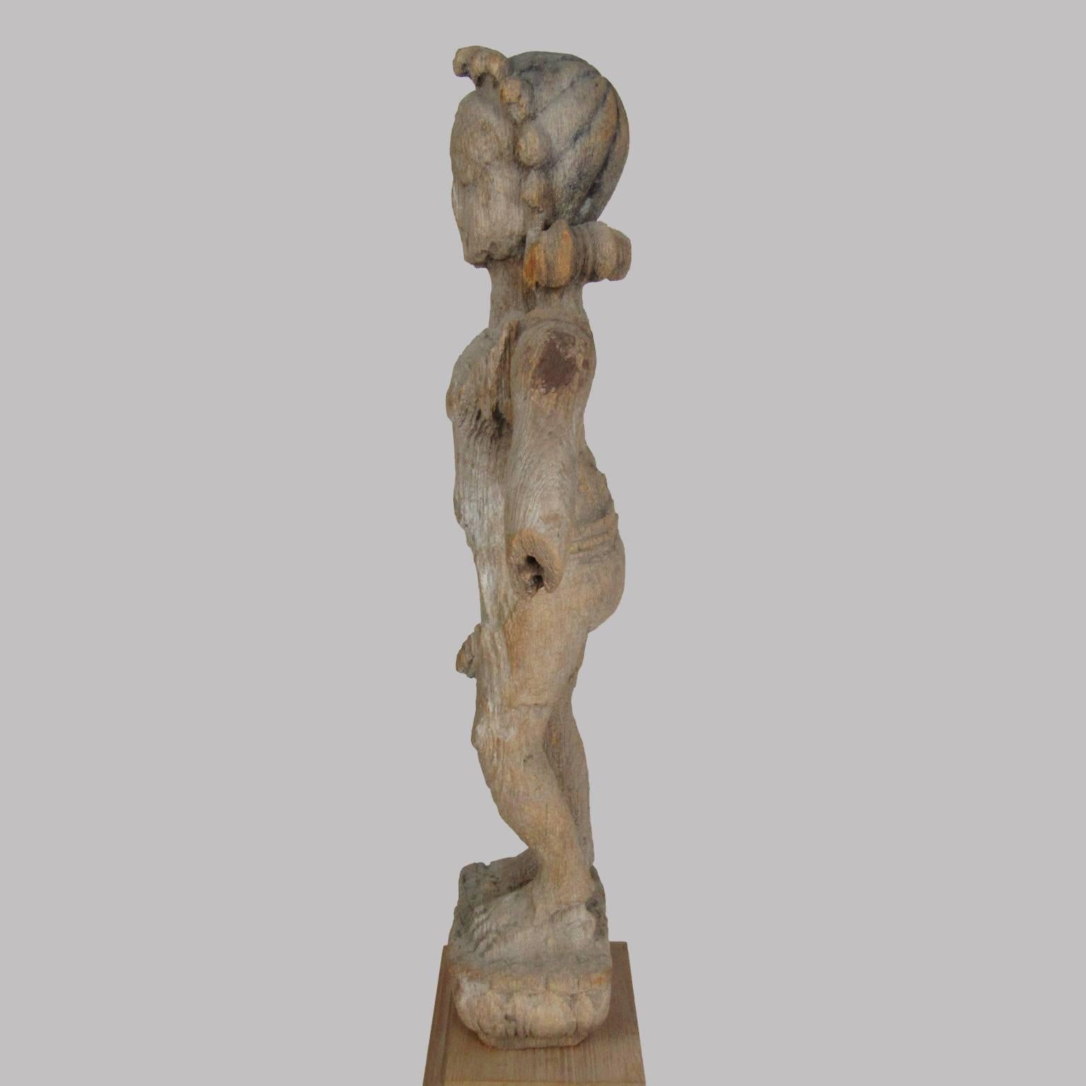 17th-18th Century Carved Wood Figure of a Female Hindu Deity 3