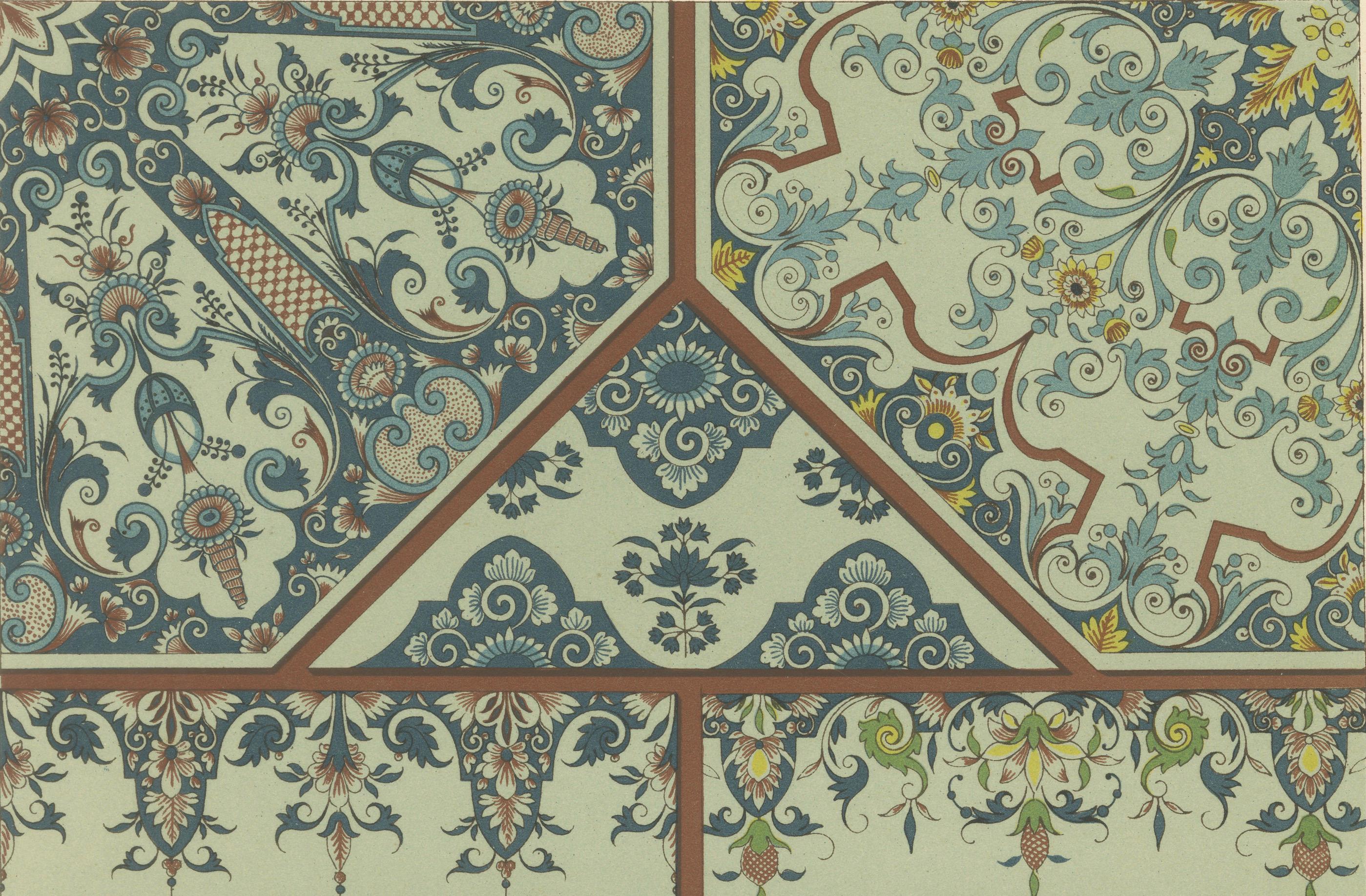 Français Décoration de plafond du 17e-18e siècle - Motifs de panneaux rococo et baroque, vers 1869 en vente