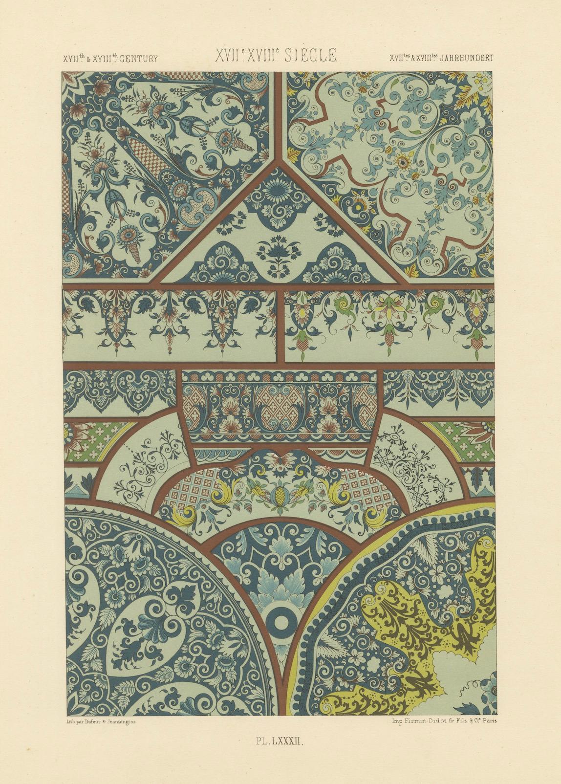 XIXe siècle Décoration de plafond du 17e-18e siècle - Motifs de panneaux rococo et baroque, vers 1869 en vente