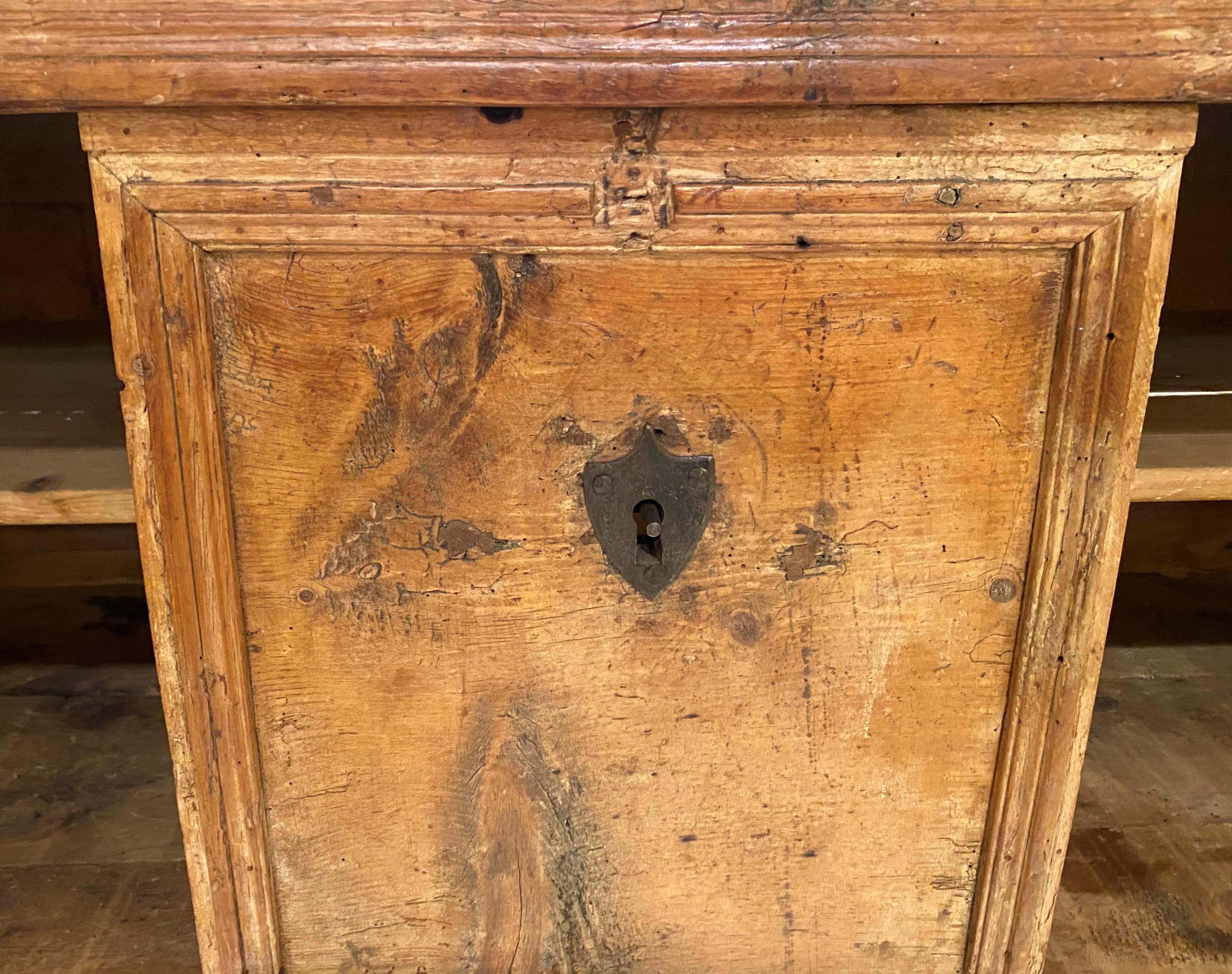 17th / 18th Century Continental Pine Storage Chest on Frame with Intricate Lock 5