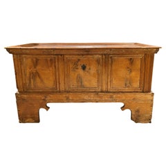 17th / 18th Century Continental Pine Storage Chest on Frame with Intricate Lock