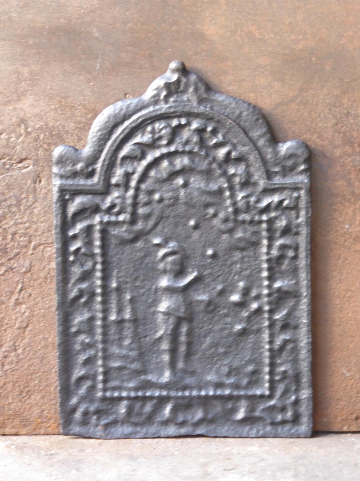 Dutch Louis XIV fireback. The fireback is from the 17th or early 18th century. It has a black / pewter patina. The condition is good, no cracks.


 
