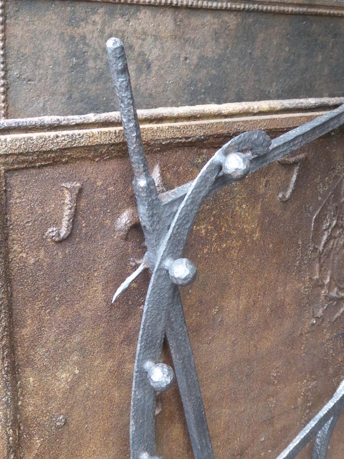 Wrought Iron 17th- 18th Century Dutch Fireplace Crane For Sale