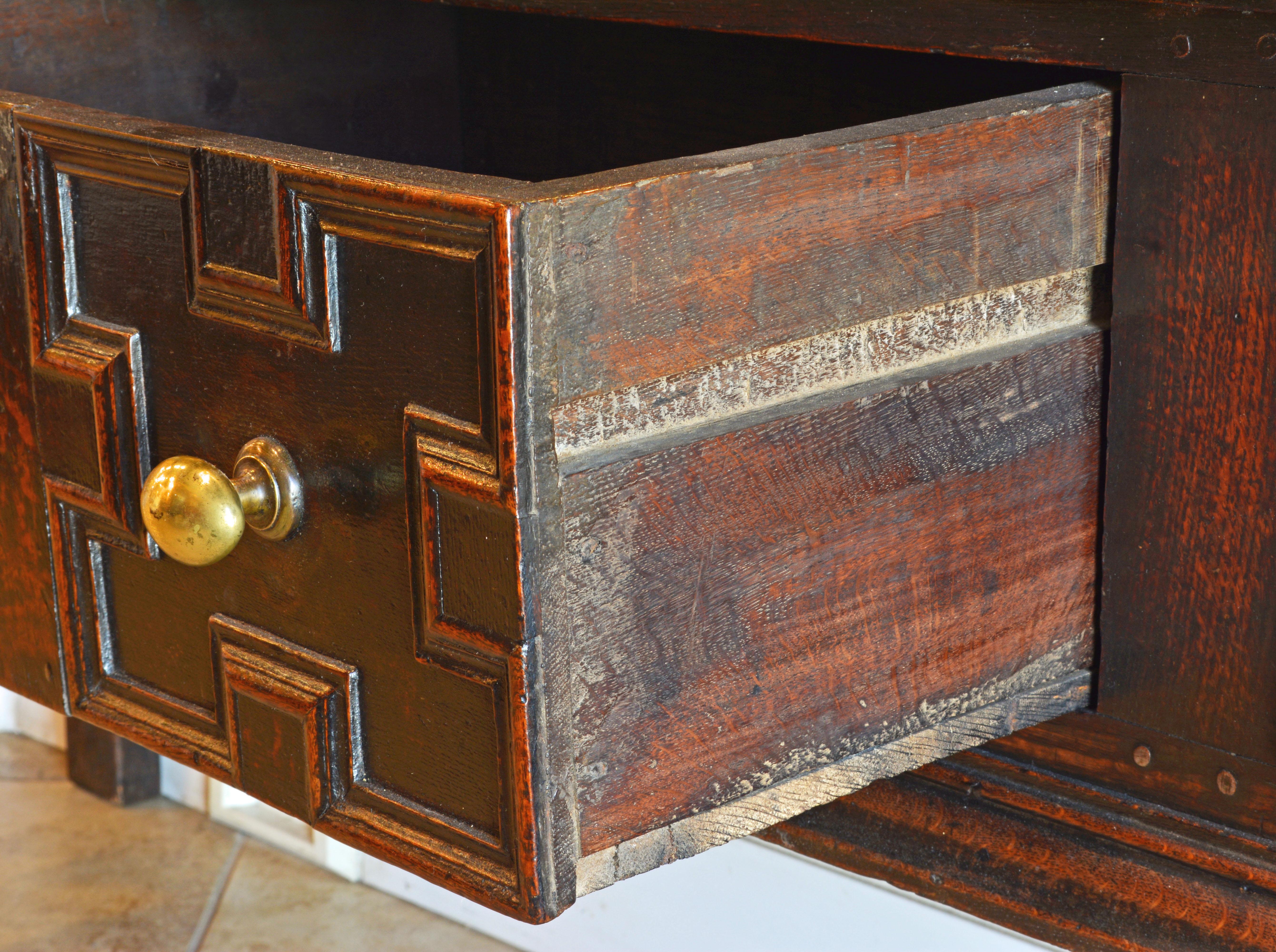 17th-18th Century English Jacobean Style Three-Drawer Oak Wood Dresser or Buffet 3