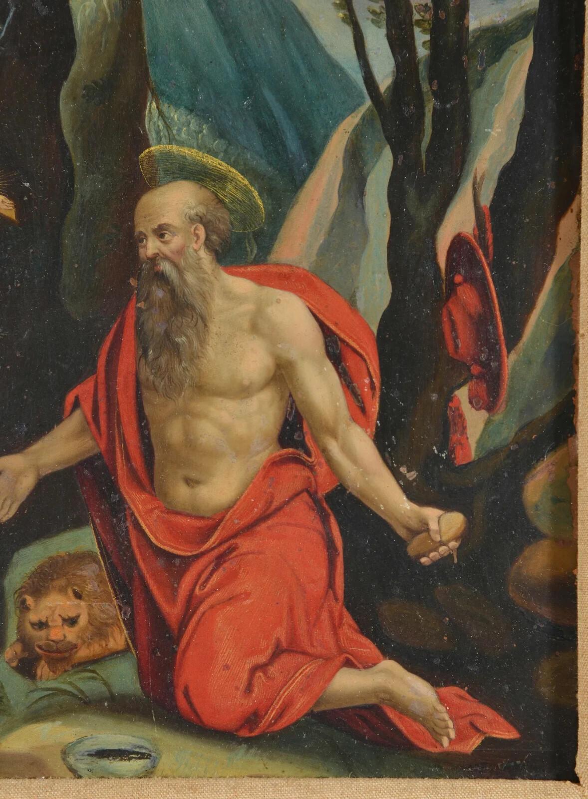 17./18. Jahrhundert, flämisches Ölgemälde des Heiligen Hieronymus, alter Meister (18. Jahrhundert und früher) im Angebot