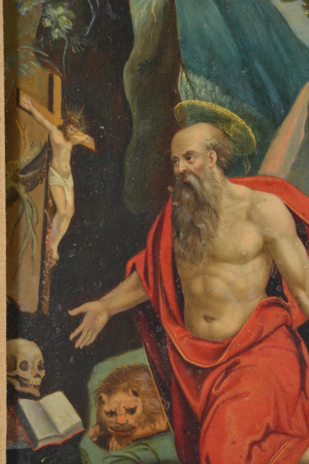 17./18. Jahrhundert, flämisches Ölgemälde des Heiligen Hieronymus, alter Meister im Angebot 1