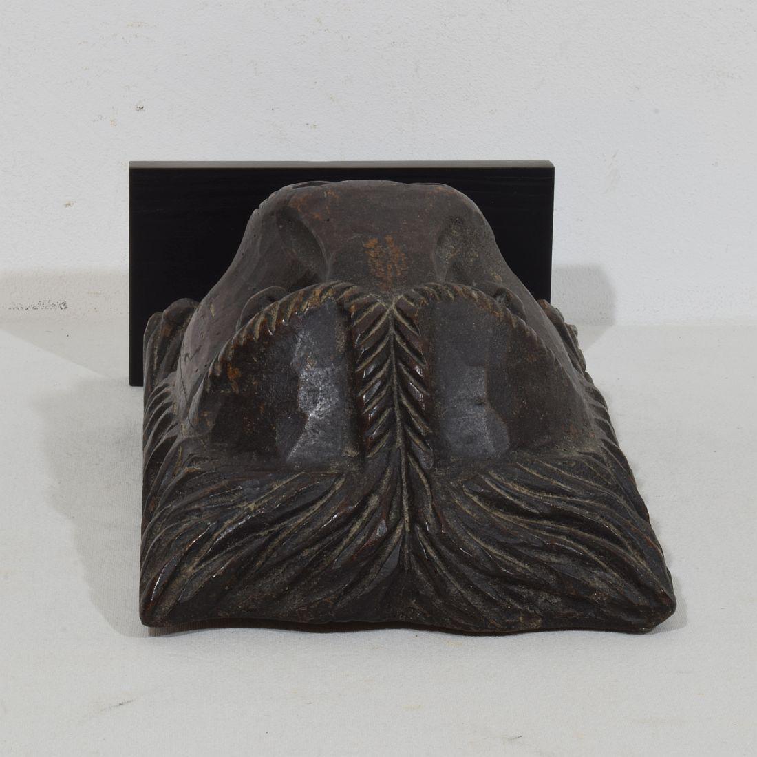 Cabeza de león de madera tallada francesa de los siglos XVII-XVIII en venta 7