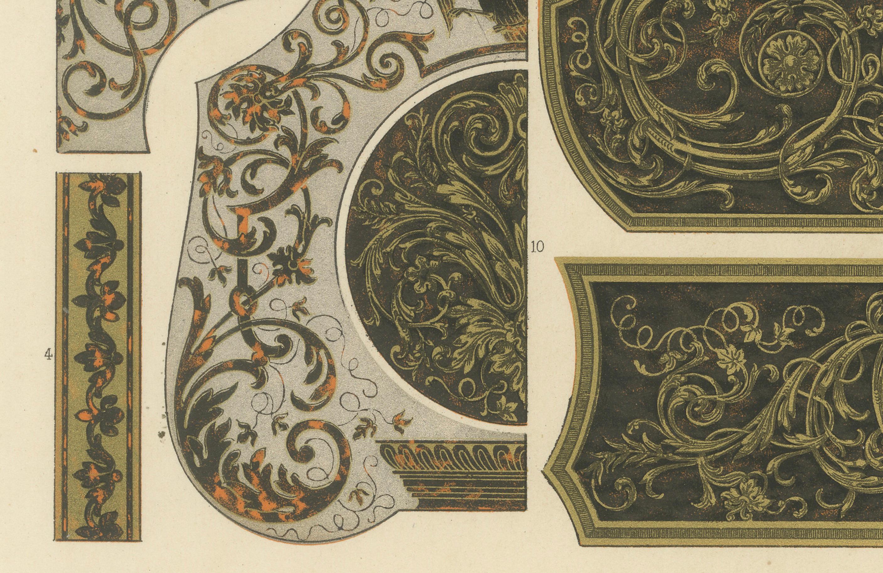 Panneaux décoratifs français du 17e au 18e siècle - Rinceaux et incrustations dorés, c.1869 Bon état - En vente à Langweer, NL
