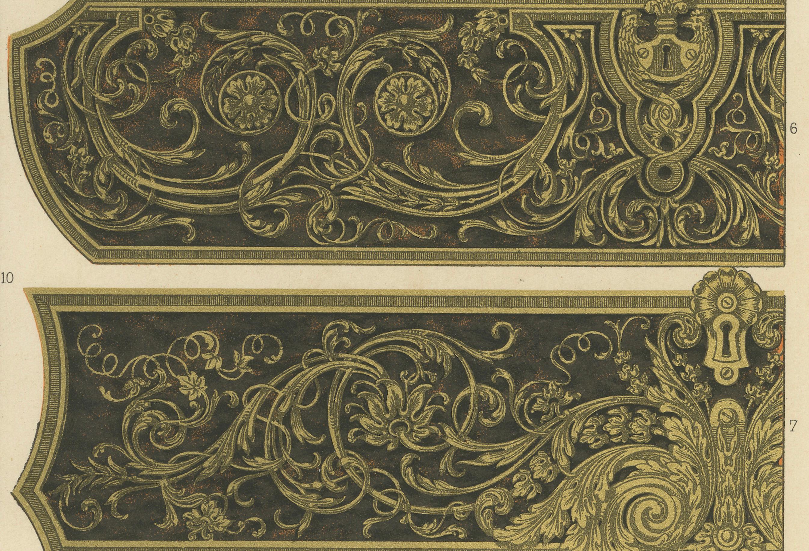 XIXe siècle Panneaux décoratifs français du 17e au 18e siècle - Rinceaux et incrustations dorés, c.1869 en vente