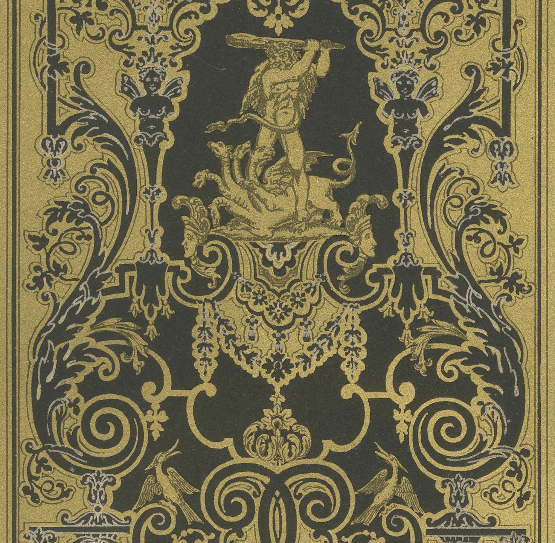 Papier Panneaux décoratifs français du 17e au 18e siècle - Rinceaux et incrustations dorés, c.1869 en vente