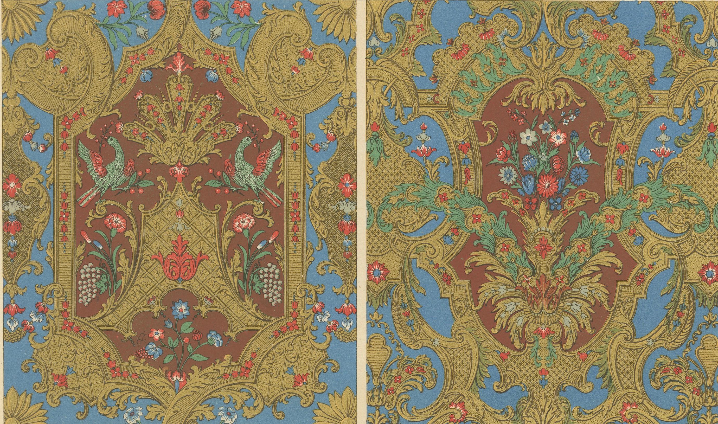 Dessins de textiles et de papiers peints décoratifs français des XVIIe et XVIIIe siècles, planche LXXXVI Bon état - En vente à Langweer, NL