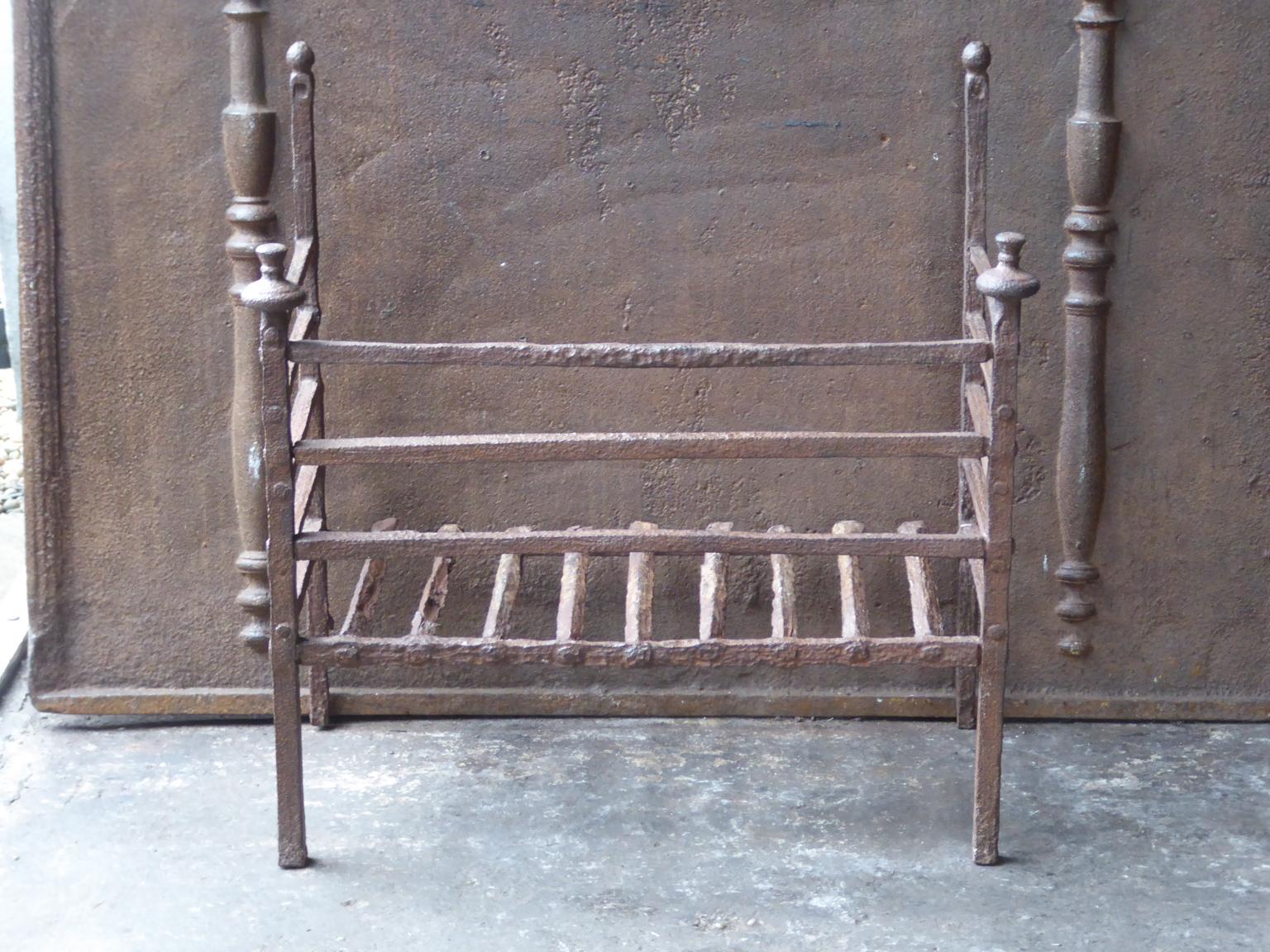 17th-18th century French Gothic fireplace basket - fire basket made of wrought iron. The basket is in a good condition and is fully functional.