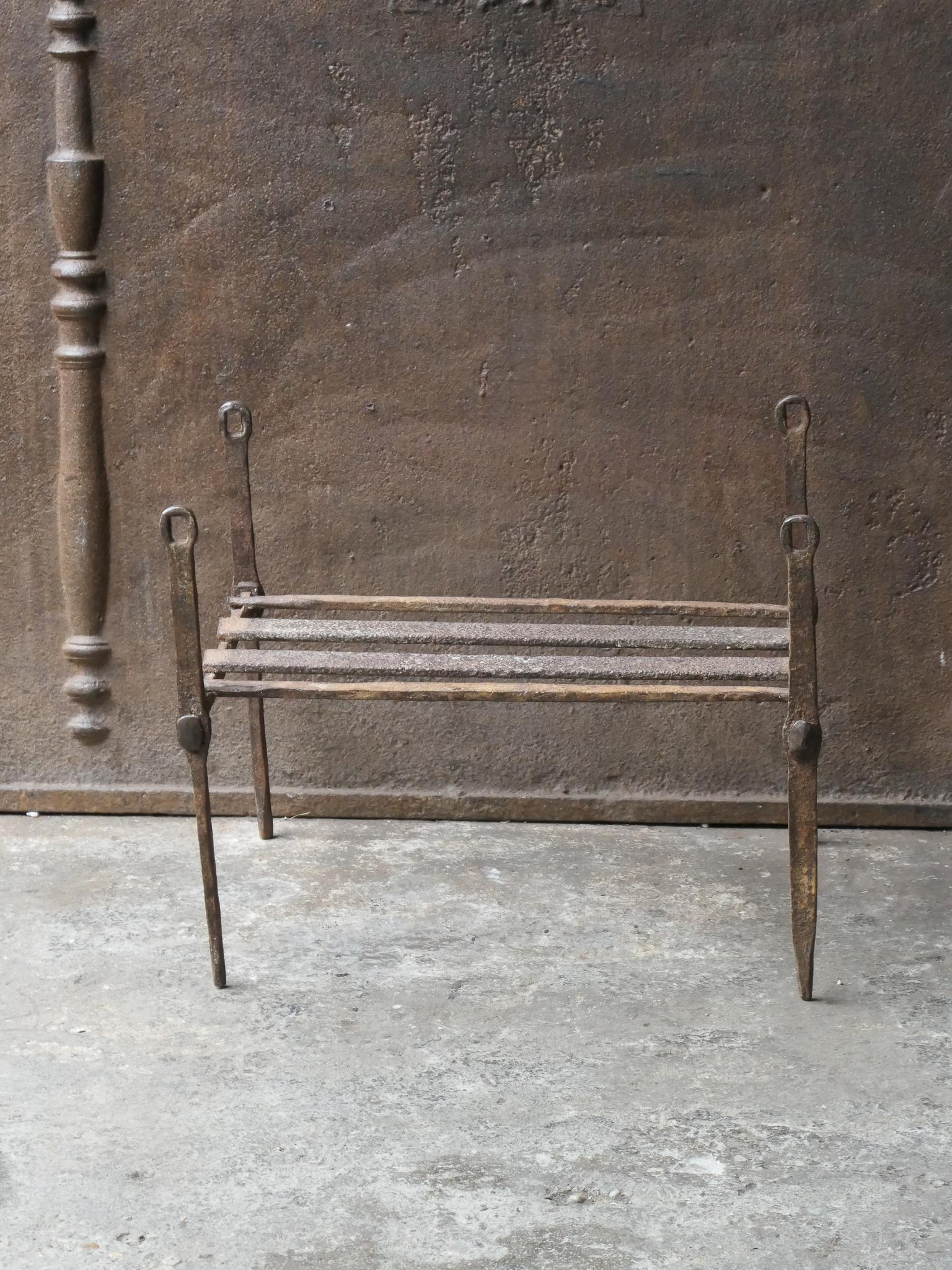 17th-18th century French Gothic fireplace basket - fire basket made of wrought iron. The basket is in a good condition and is fully functional.