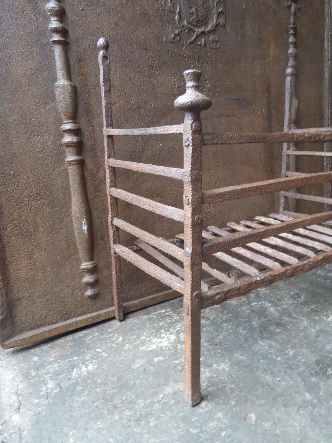 Wrought Iron 17th-18th Century French Fire Grate, Fireplace Grate