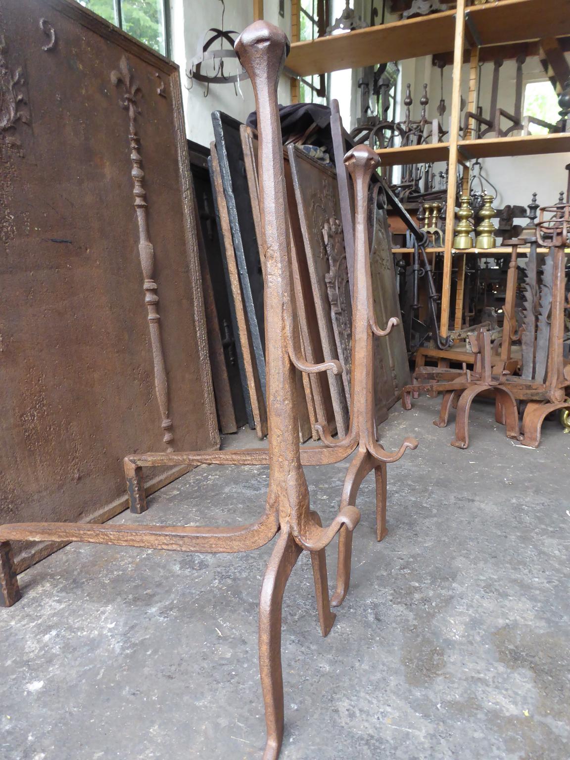 17th-18th Century French Gothic Andirons or Firedogs For Sale 6