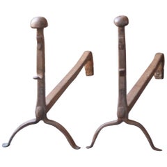 17th-18th Century French Gothic Andirons or Firedogs