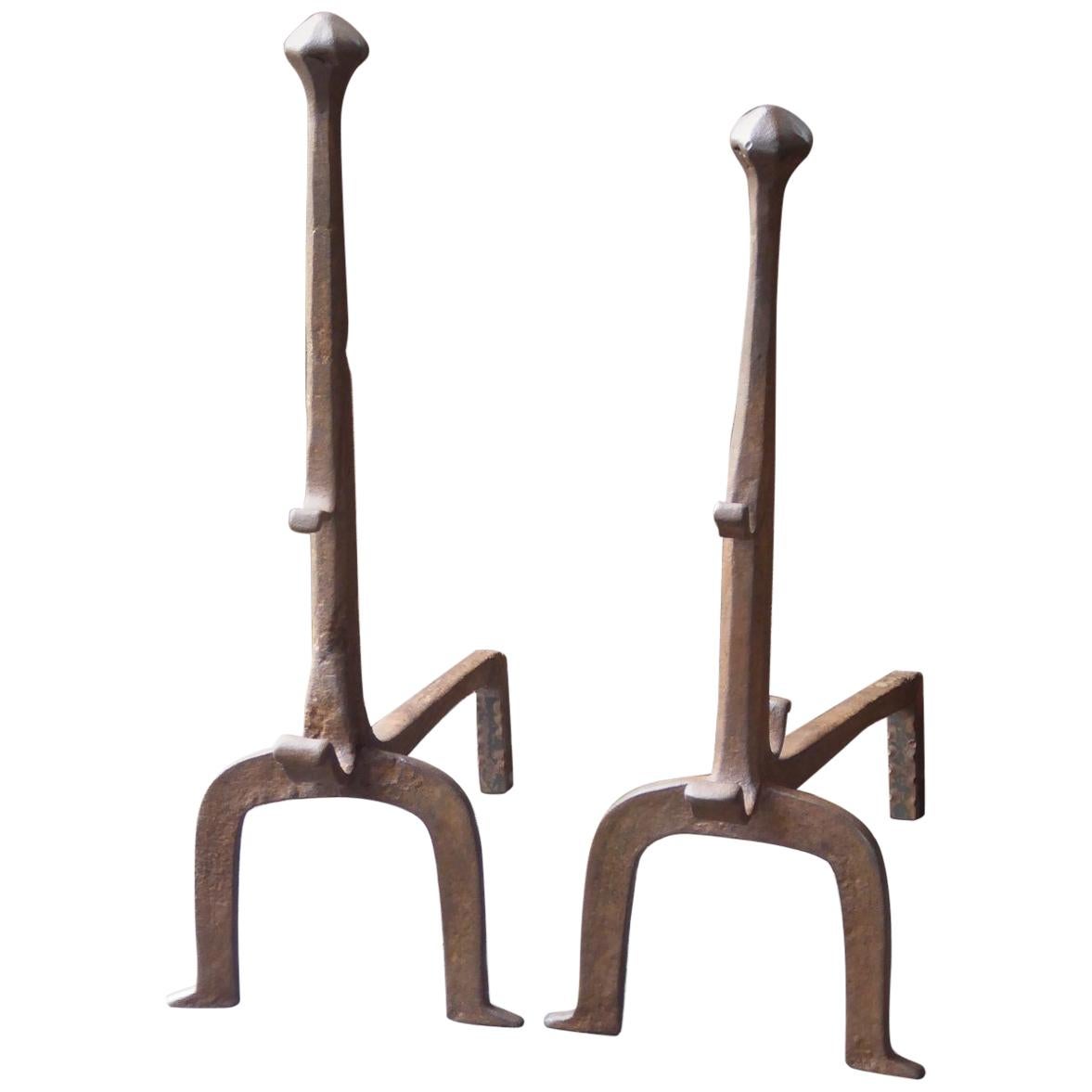 17th-18th Century French Gothic Andirons or Firedogs For Sale