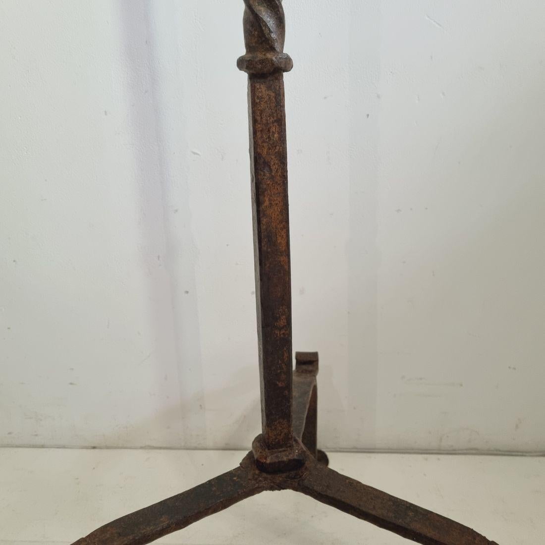 17th-18th Century French Hand Forged Iron Candleholder For Sale 6