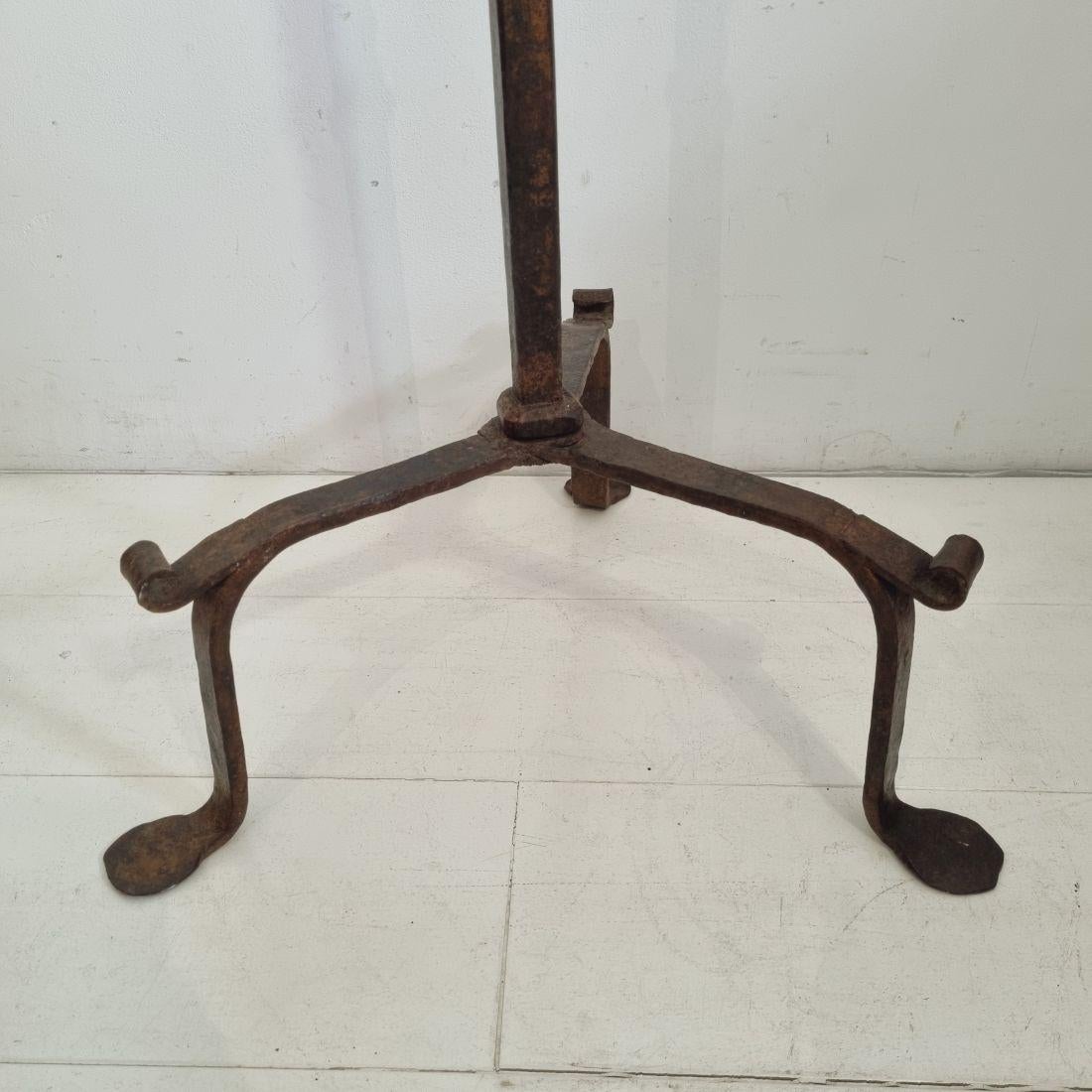 17th-18th Century French Hand Forged Iron Candleholder For Sale 7