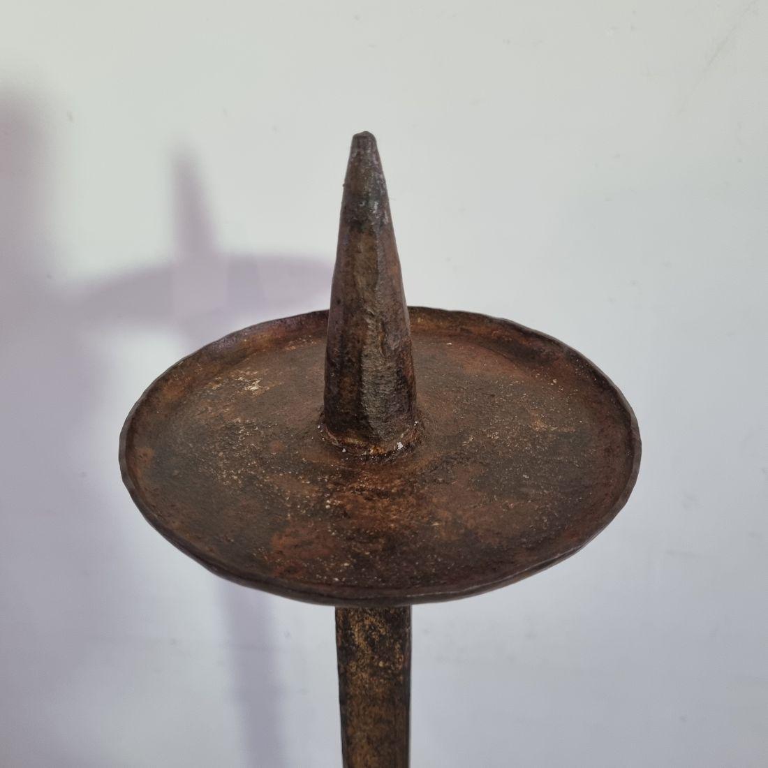 17th-18th Century French Hand Forged Iron Candleholder For Sale 8