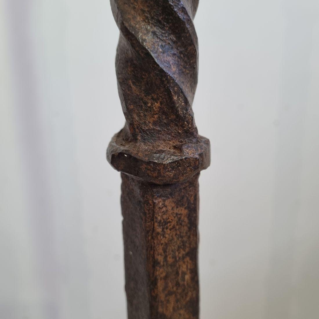 17th-18th Century French Hand Forged Iron Candleholder For Sale 11