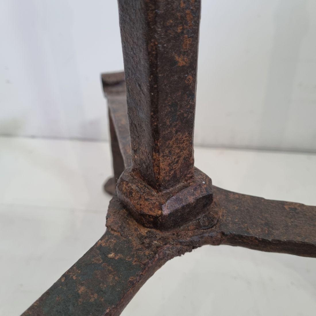 17th-18th Century French Hand Forged Iron Candleholder For Sale 12