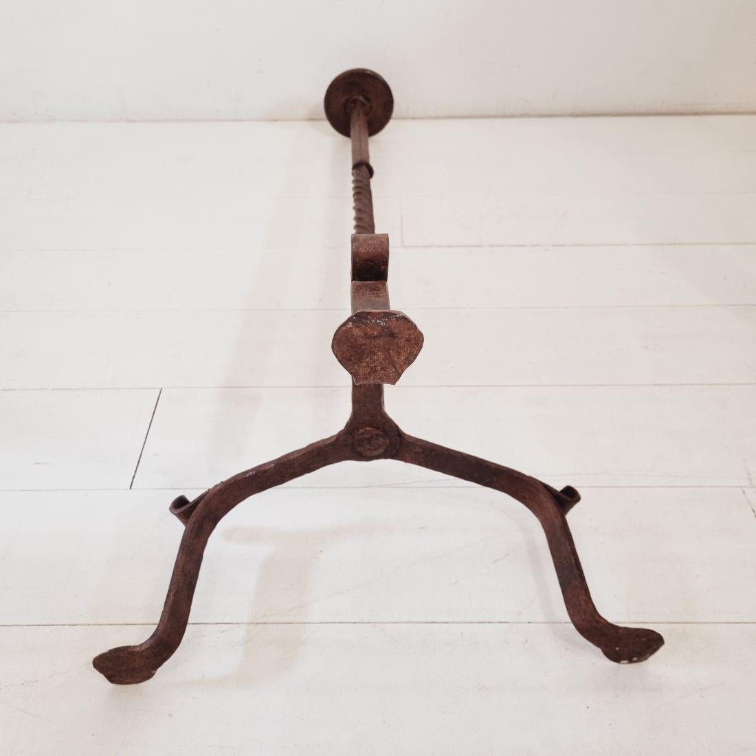 17th-18th Century French Hand Forged Iron Candleholder For Sale 15