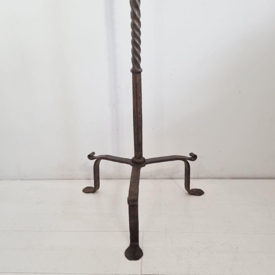 17th-18th Century French Hand Forged Iron Candleholder For Sale 3