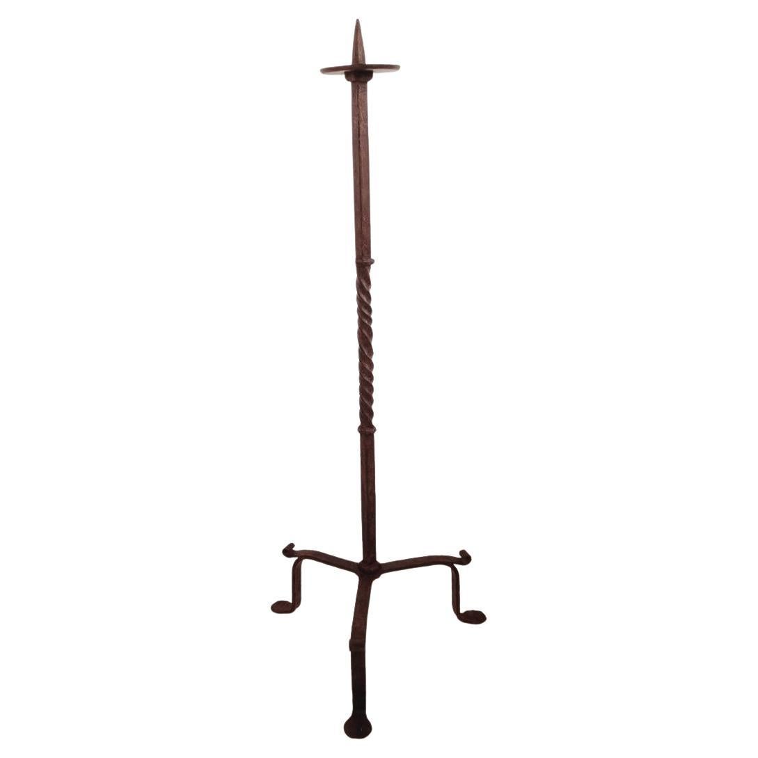 17th-18th Century French Hand Forged Iron Candleholder