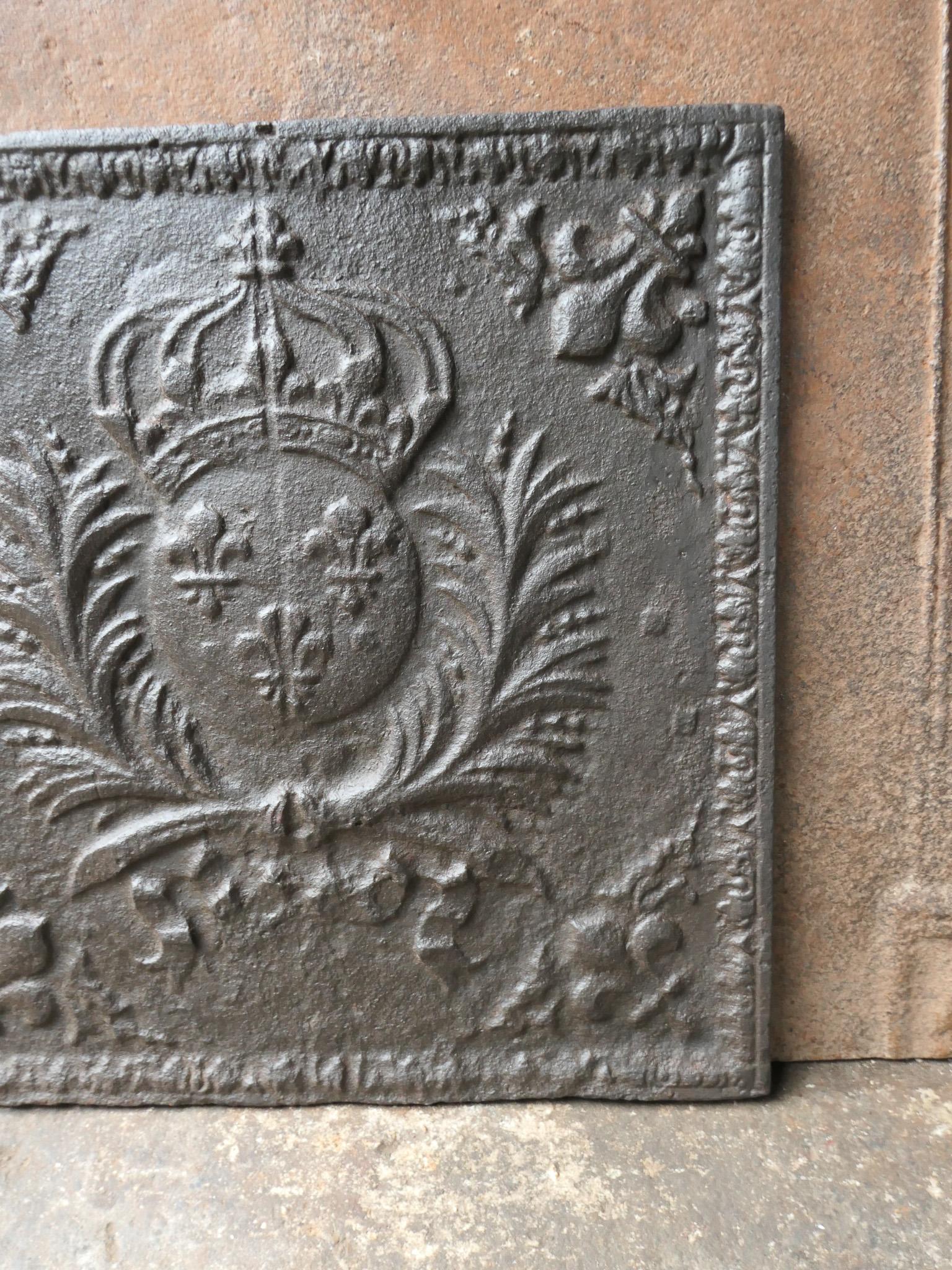 17th-18th Century French Louis XIV 'Arms of France' Fireback / Backsplash For Sale 5