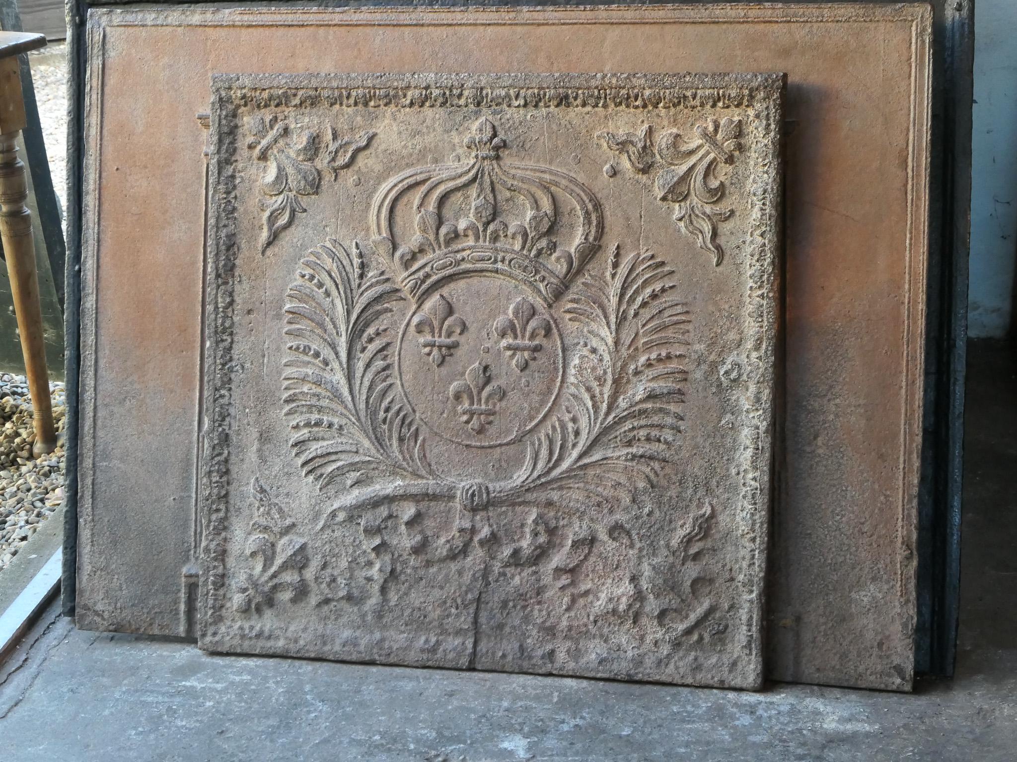 17th-18th Century French Louis XIV 'Arms of France' Fireback / Backsplash For Sale 1