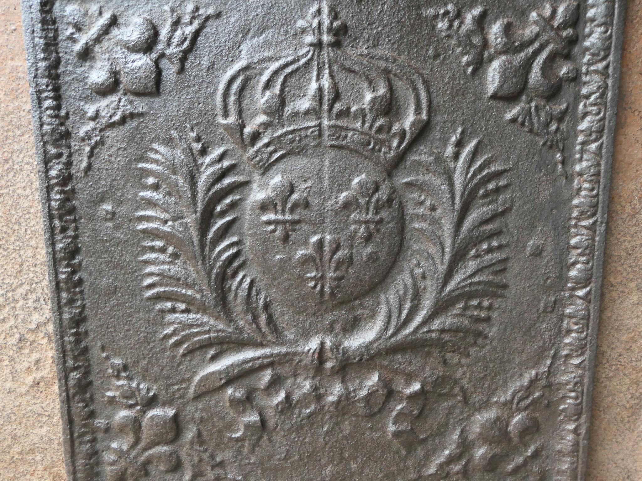 17th-18th Century French Louis XIV 'Arms of France' Fireback / Backsplash For Sale 4