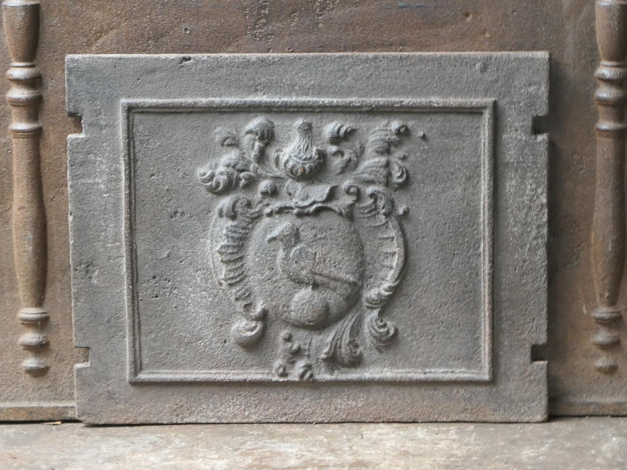 Iron 17th-18th Century French Louis XIV 'Coat of Arms' Fireback / Backsplash For Sale