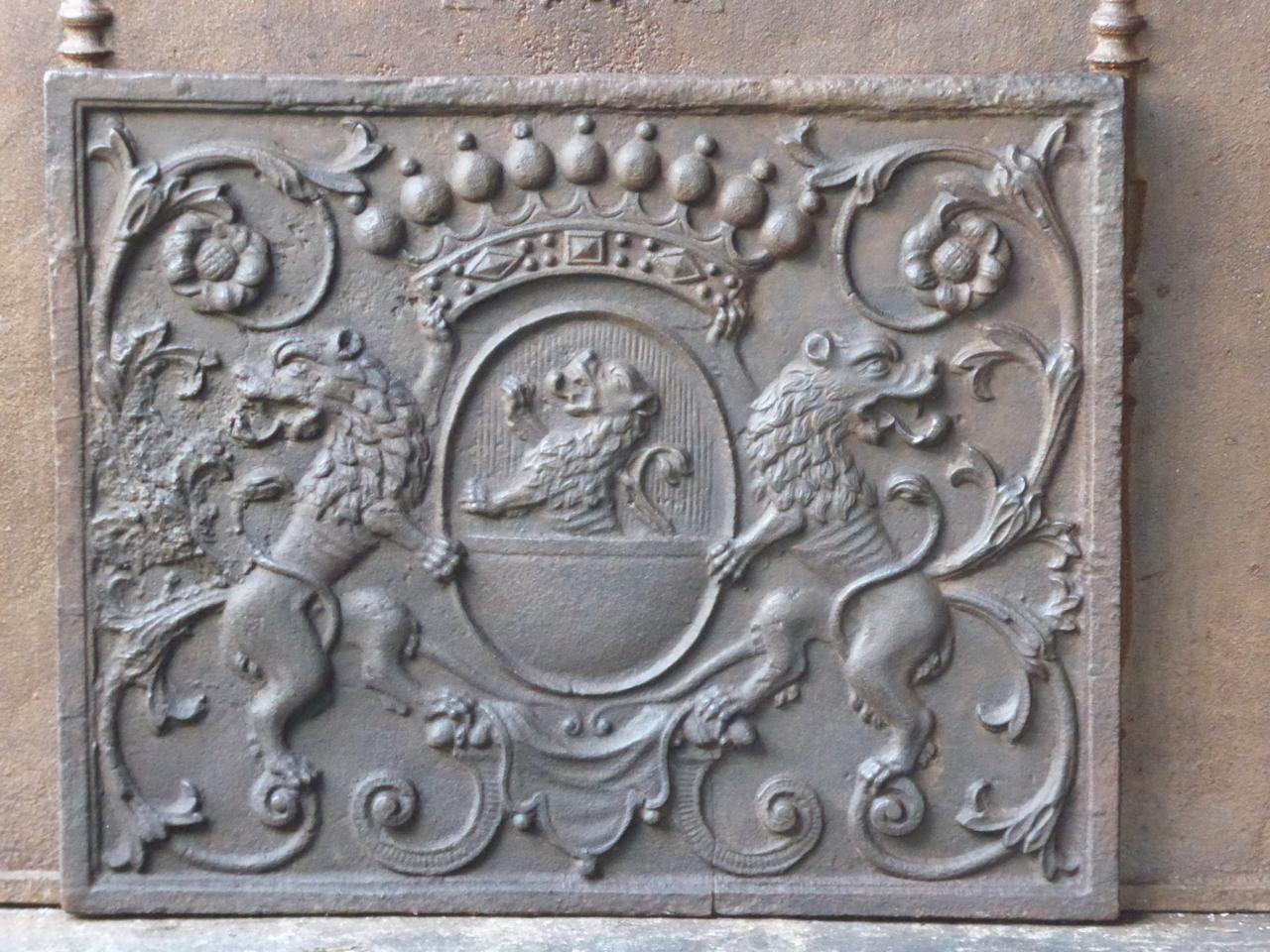 Fireback with the coat of arms of the Eltz Family who owned the foundry of Ottange, close to Longwy, Lorraine, France. Described by P. Palasi ('Plaques de cheminées héraldiques'; item 575).

The fireback is made of cast iron and has a natural brown