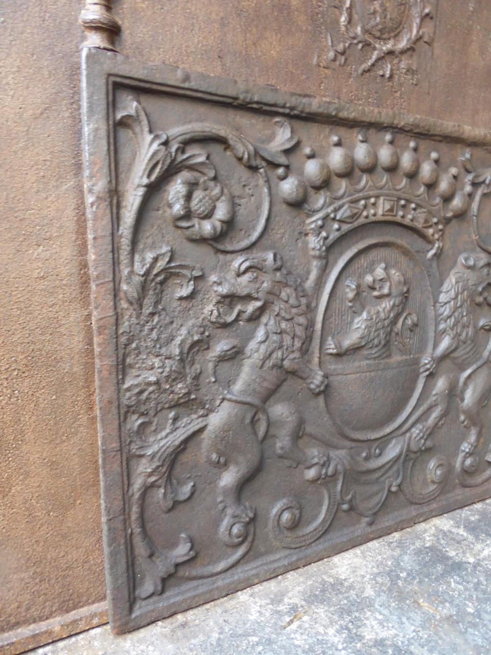 Iron 18th Century Fireback with Coat of Arms of Eltz Family