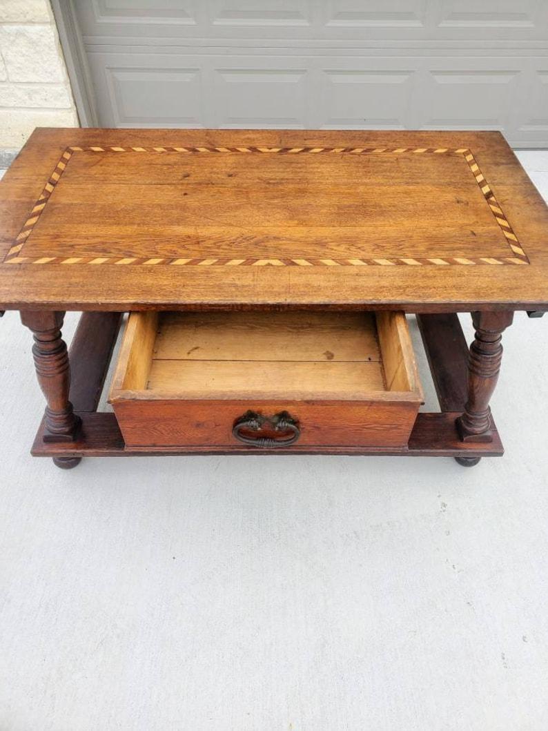Hand-Carved Antique Swiss Country Pay Table For Sale