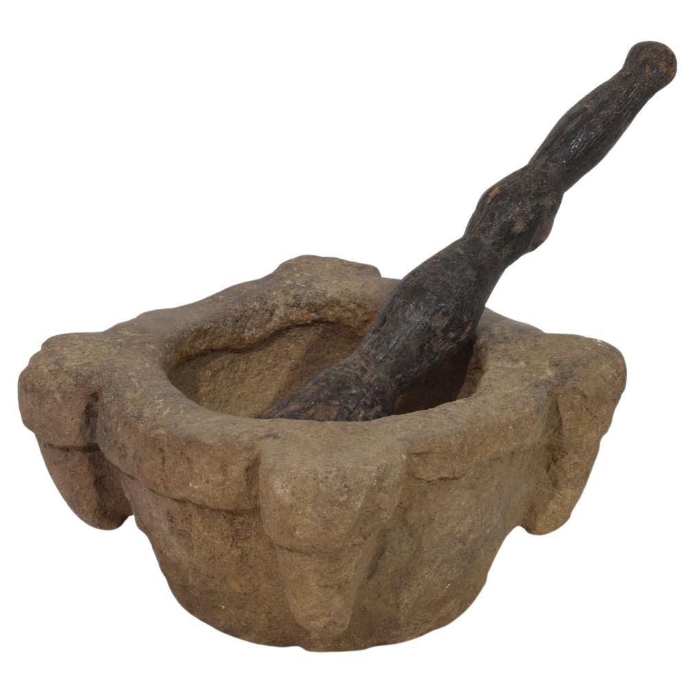 17.-18. Jahrhundert, Mörser und Stößel aus französischem Sandstein