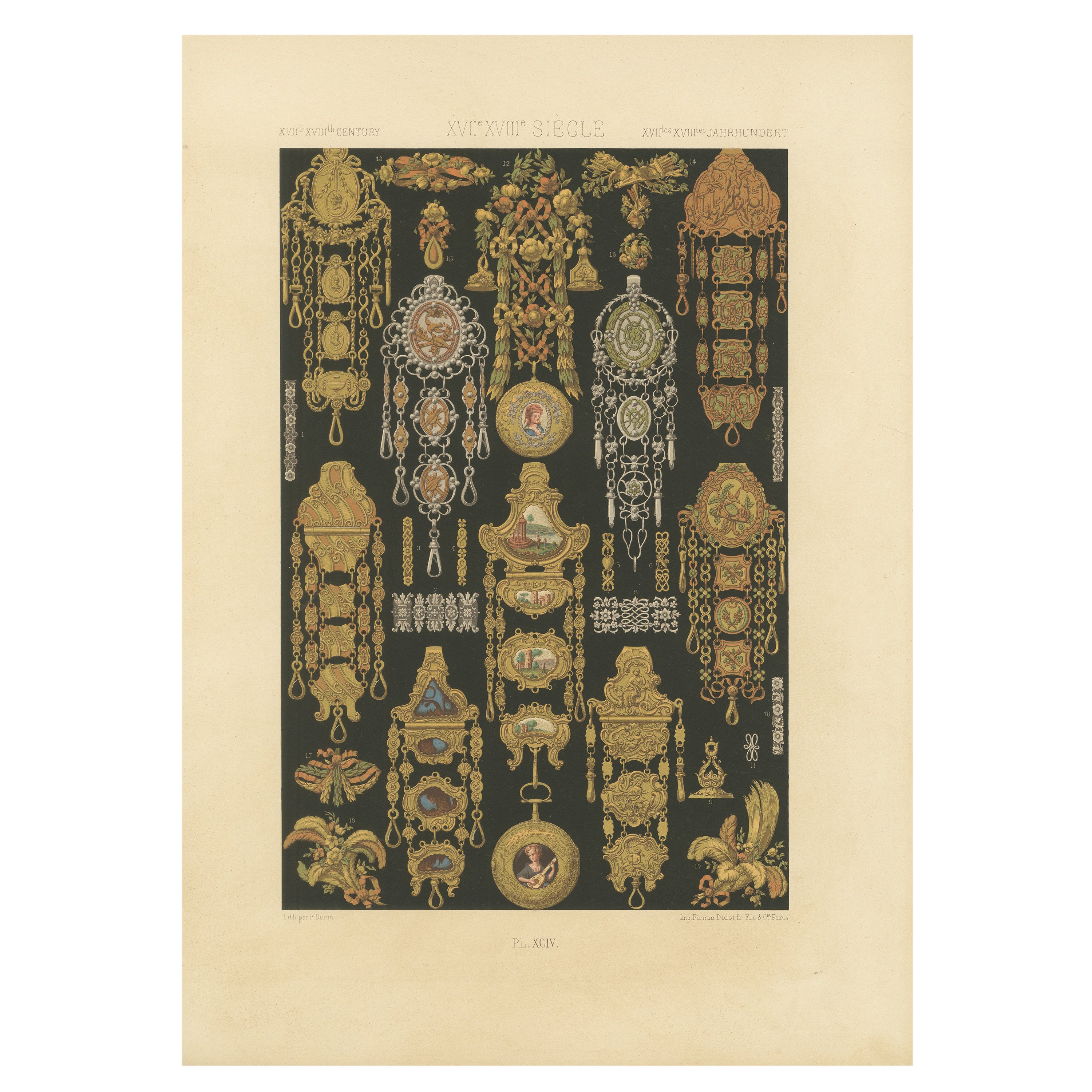 Französische Uhrenketten und Chatelaines aus dem 17. und 18. Jahrhundert - Schmuckstücke, 1869 im Angebot