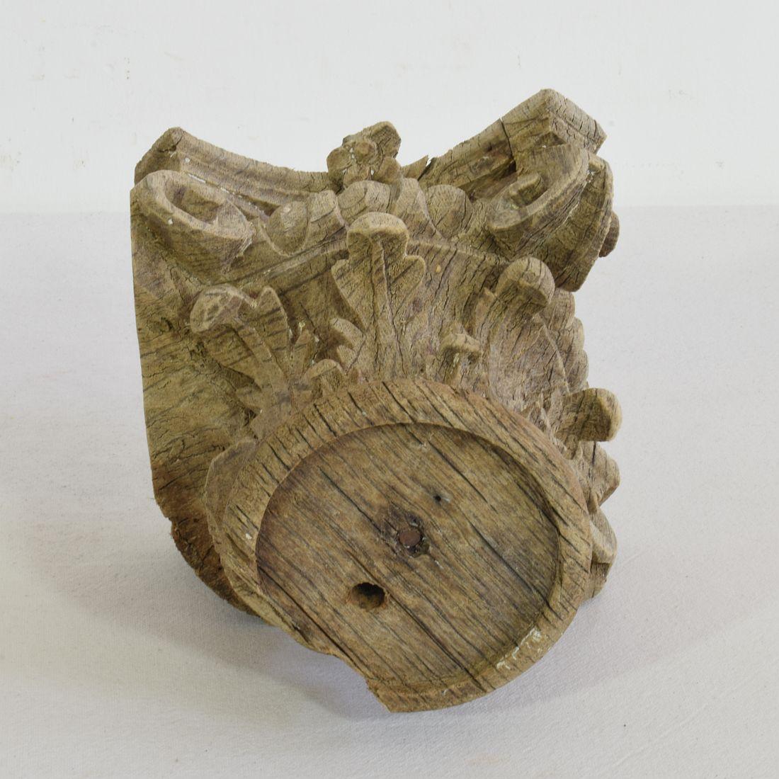 17th/ 18th Century French Weathered Oak Capital 6
