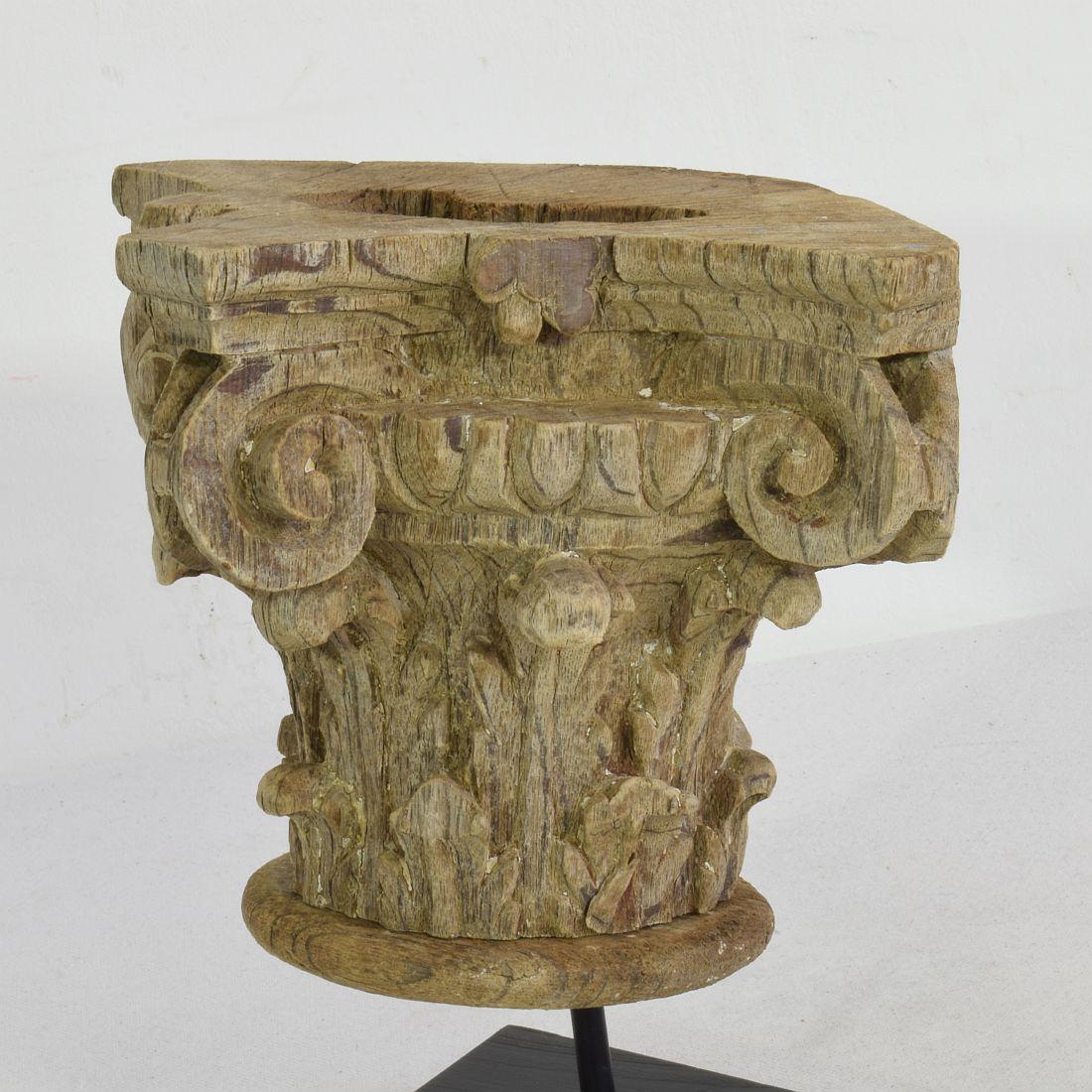 17th/ 18th Century French Weathered Oak Capital 3