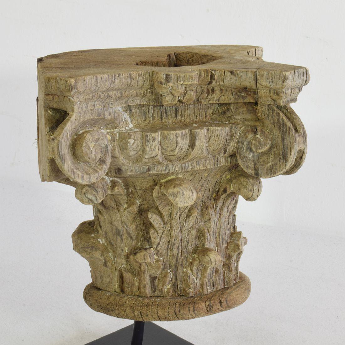 17th/ 18th Century French Weathered Oak Capital 4