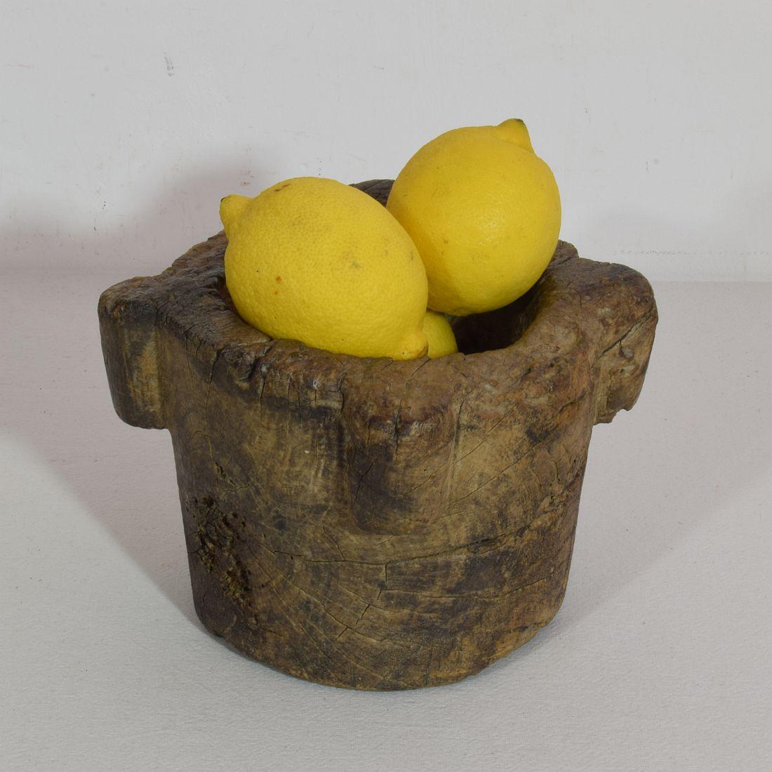 Beautiful and very rare wooden mortar, France, circa 1650-1750. Great eyecatcher.
Wonderful weathered condition.