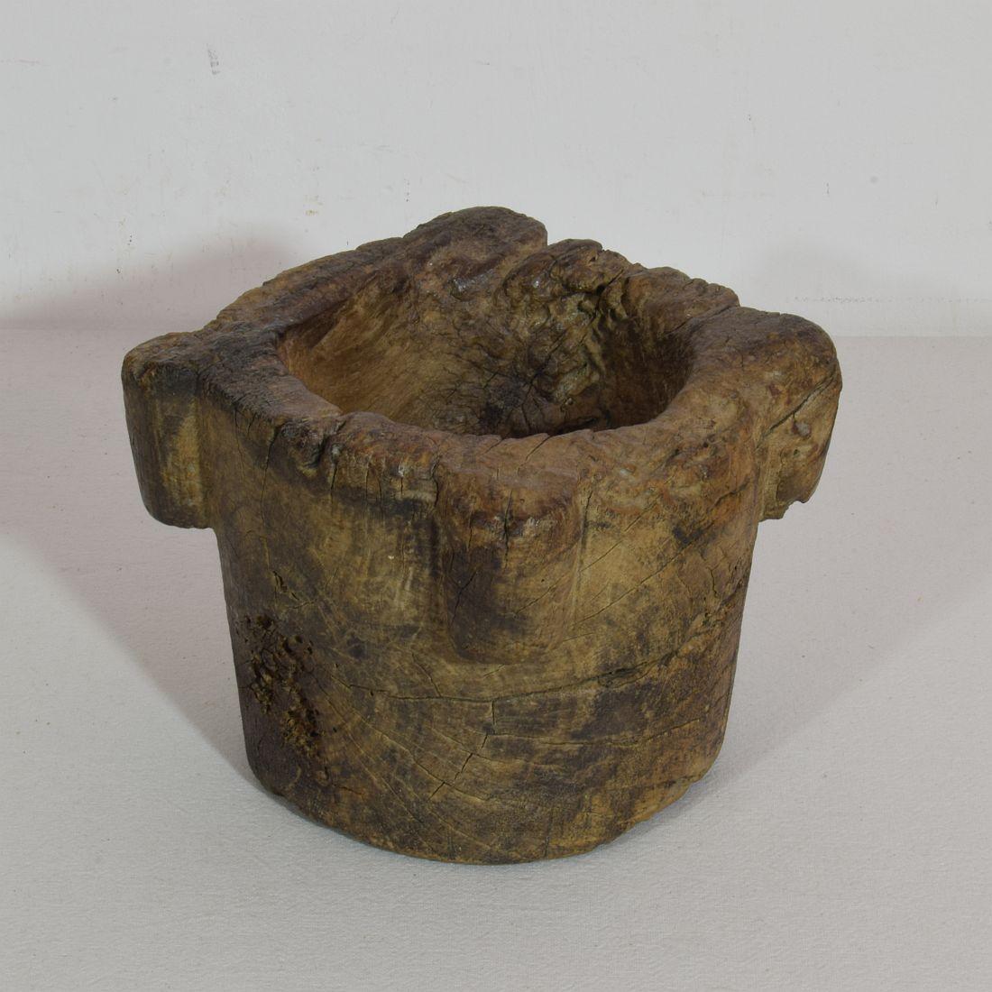 French Provincial 17th-18th Century, French Wooden Mortar For Sale