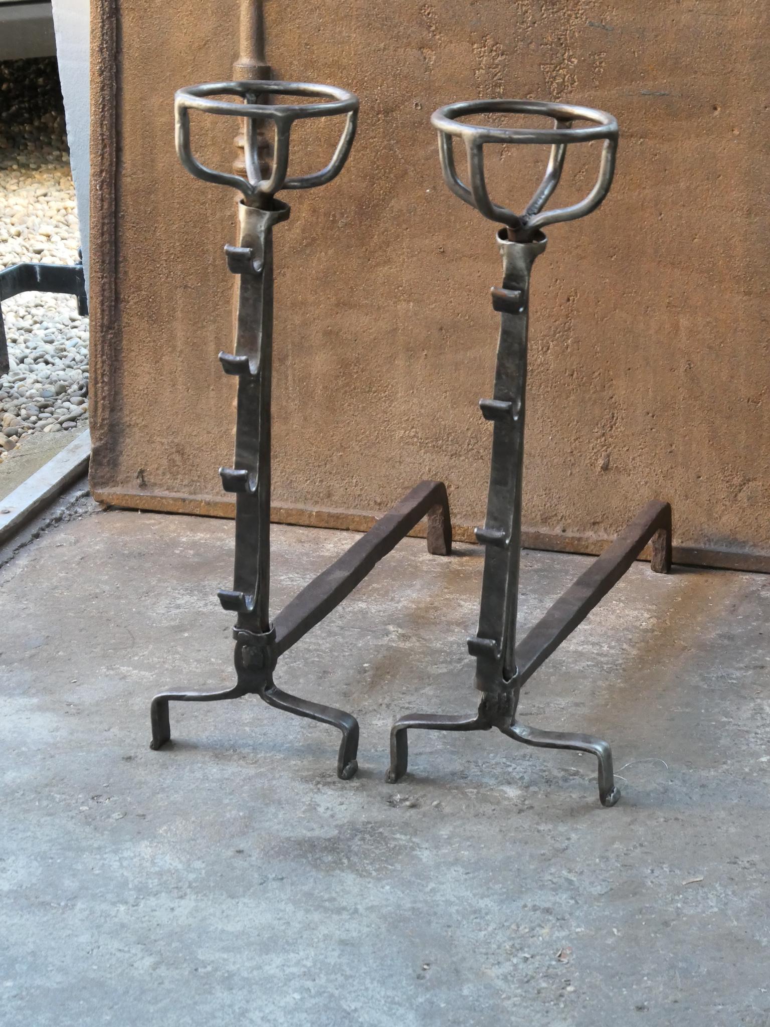17th - 18th Century Gothic Large French Andirons In Good Condition For Sale In Amerongen, NL