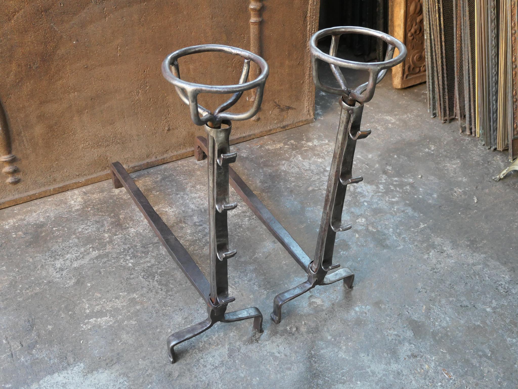 17th - 18th Century Gothic Large French Andirons For Sale 1