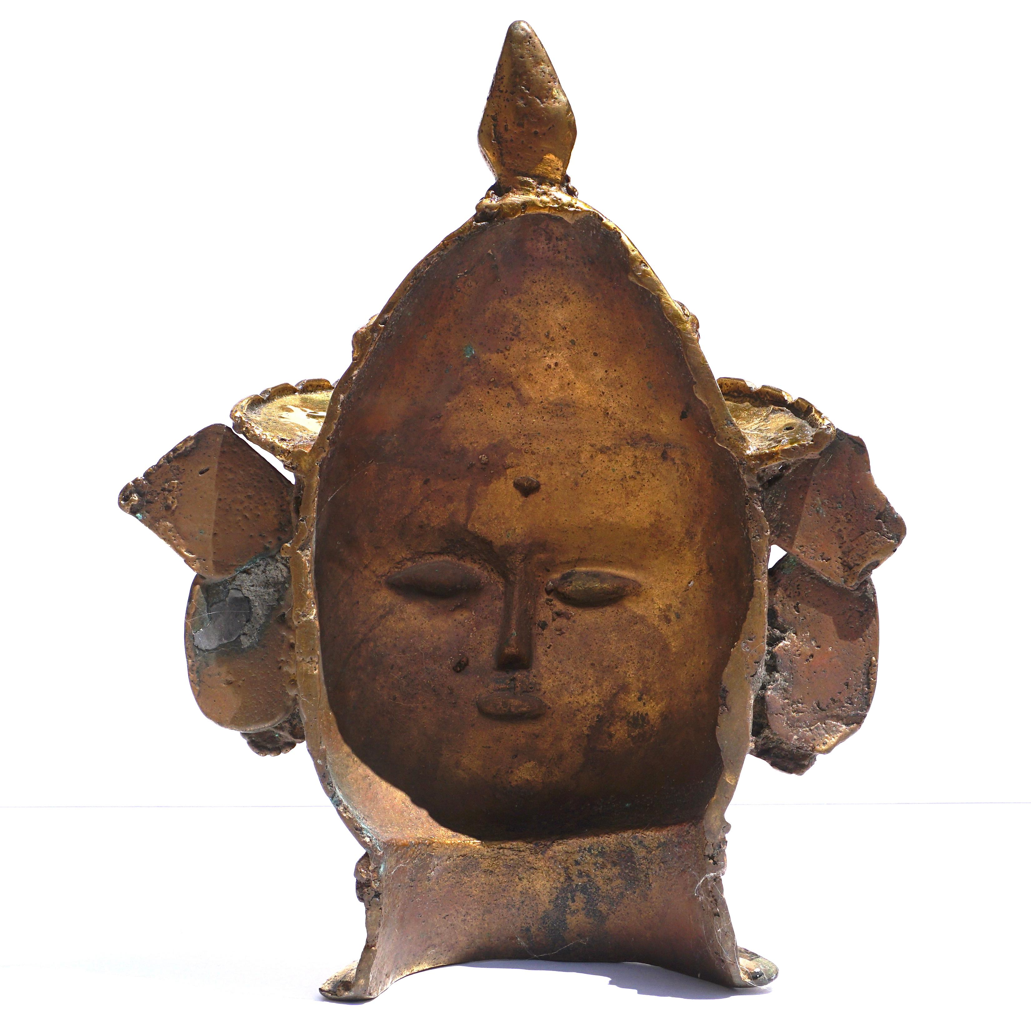17th-18th Century Indian Mukhalingam Gilt Bronze Mask 3