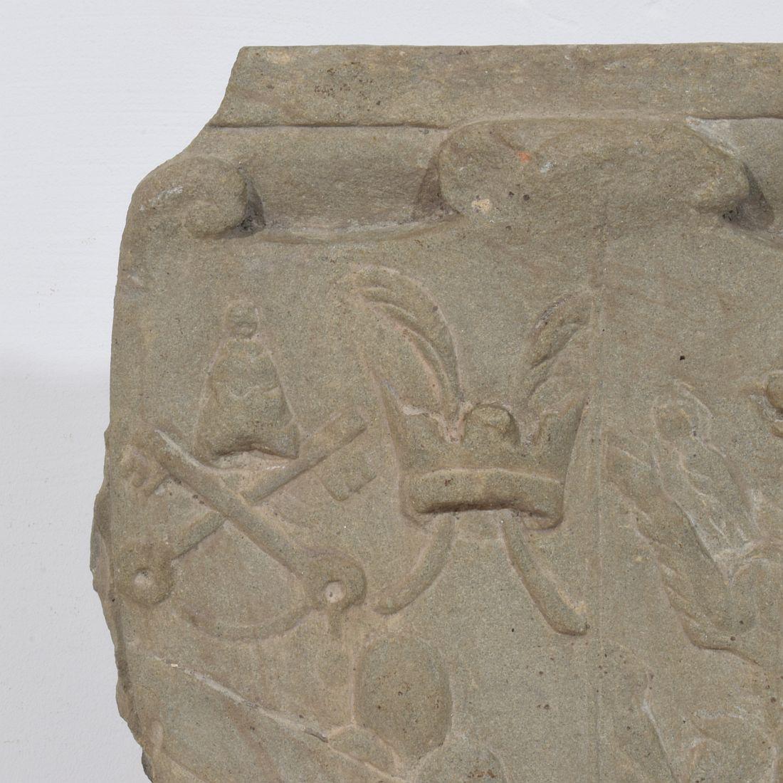 17th / 18th Century Italian Carved Stone Coat of Arms With Unicorn For Sale 5