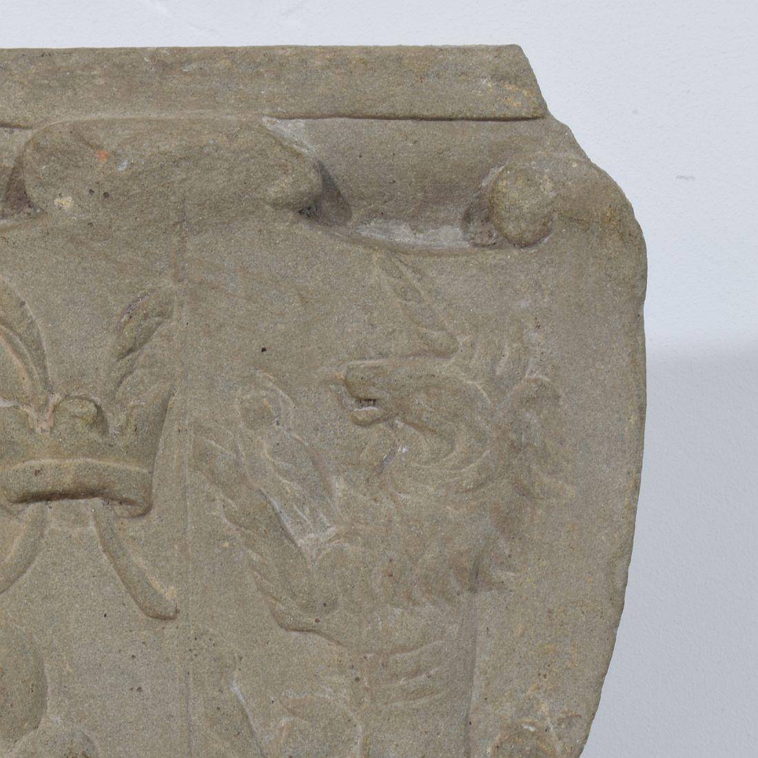 17th / 18th Century Italian Carved Stone Coat of Arms With Unicorn For Sale 6